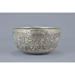 A 19th century Siamese (Thai) Silver Repousse Kanok Bowl with Chinese Hall Marks to base.