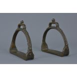 A pair of Indian bronze horse Stirrups.