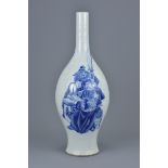 A Chinese Republican period blue and white porcelain bottle vase dated 1947. Signed Wang Bu (1898-19