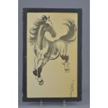 A framed Chinese print on paper of Horse signed Xu Bei Hong.