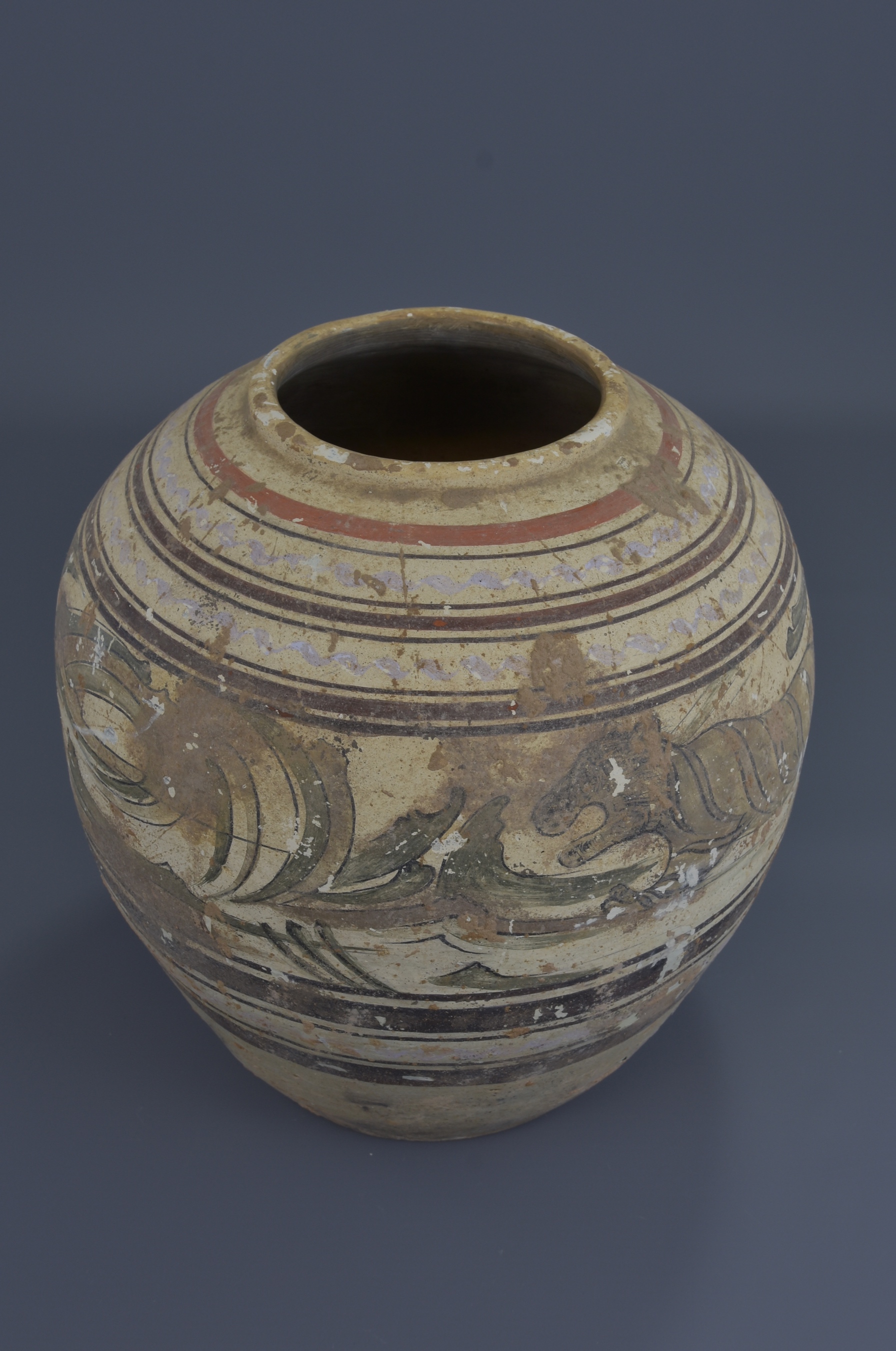 A Chinese Han dynasty painted pottery tiger jar . 26cm height - Image 5 of 6
