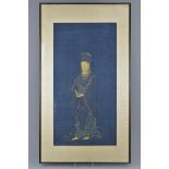 A Chinese 18th century framed gold painting on sil