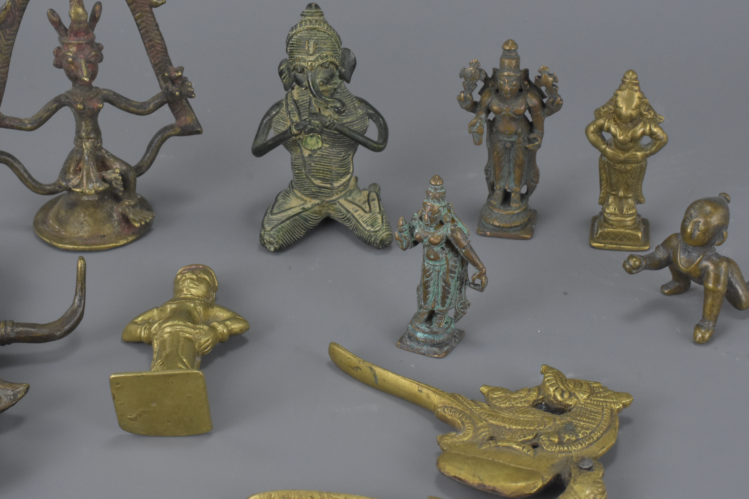 A group of nine various Eastern bronze metal items. 6Cm – 13cm - Image 2 of 3