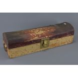 A Chinese 19th century pillow box with leather covering and compartment. 17Cm tall x 16.5cm x 57cm l