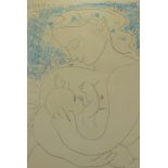 A framed print Pablo Picasso 'Grand Maternity' 1963. Depicting mother and her child. 63cm x 48cm in