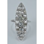 Marquise Diamond Cluster Ring set with twenty diamonds with estimate total weight 3 metric carats me