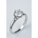 A Platinum 1.01ct Diamond Solitaire ring. F Colour. Ring Size L/M