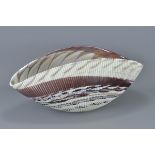 Italian Murano Lustre Effect Glass Bowl in the form of a Clam Shell with Murano Label to base, 43cms
