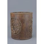 Chinese 19th century Zitan Wood Brush Pot