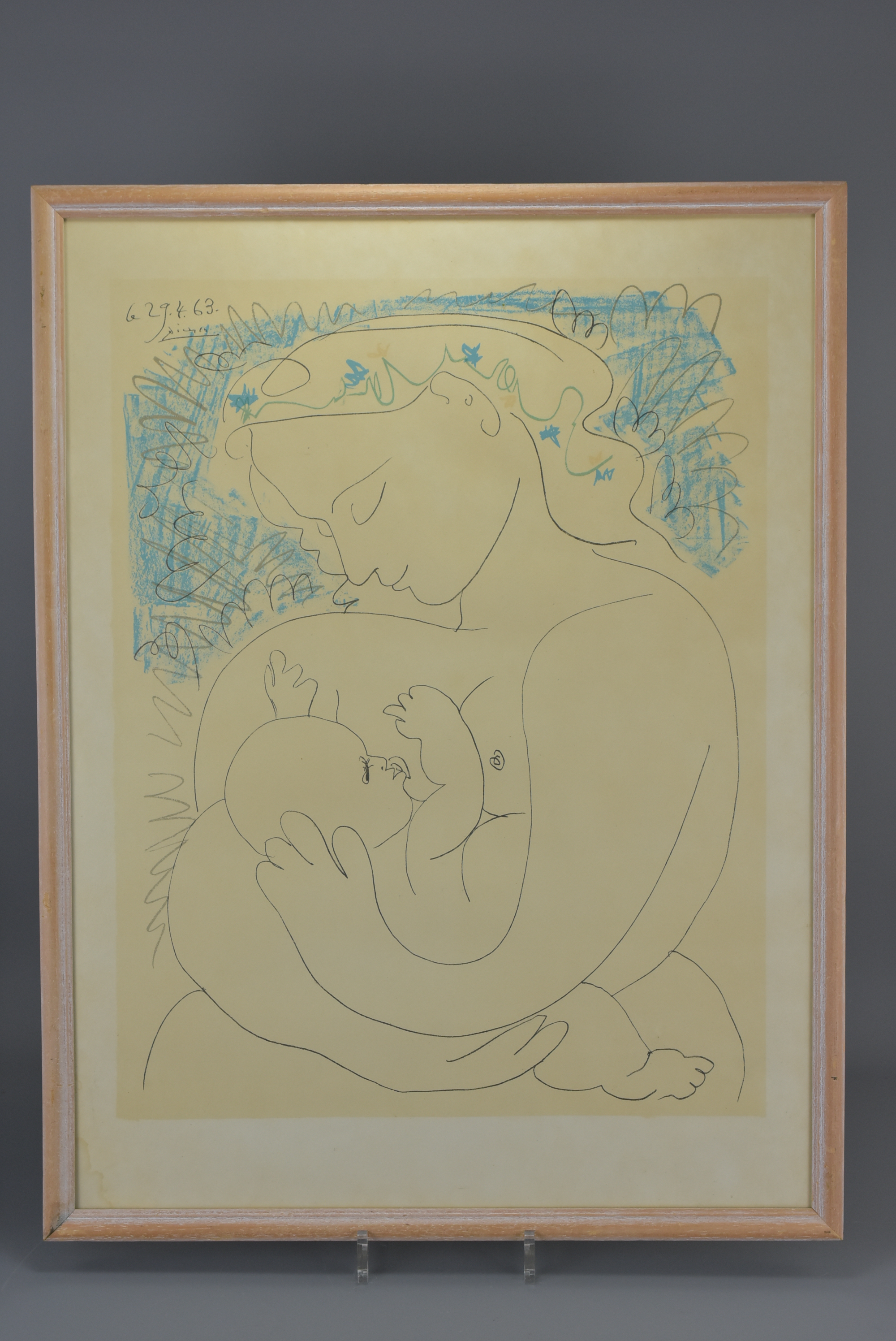 A framed print Pablo Picasso 'Grand Maternity' 1963. Depicting mother and her child. 63cm x 48cm in - Image 2 of 3