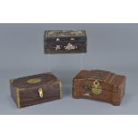 Three Chinese Jewellery Boxes including Rosewood a