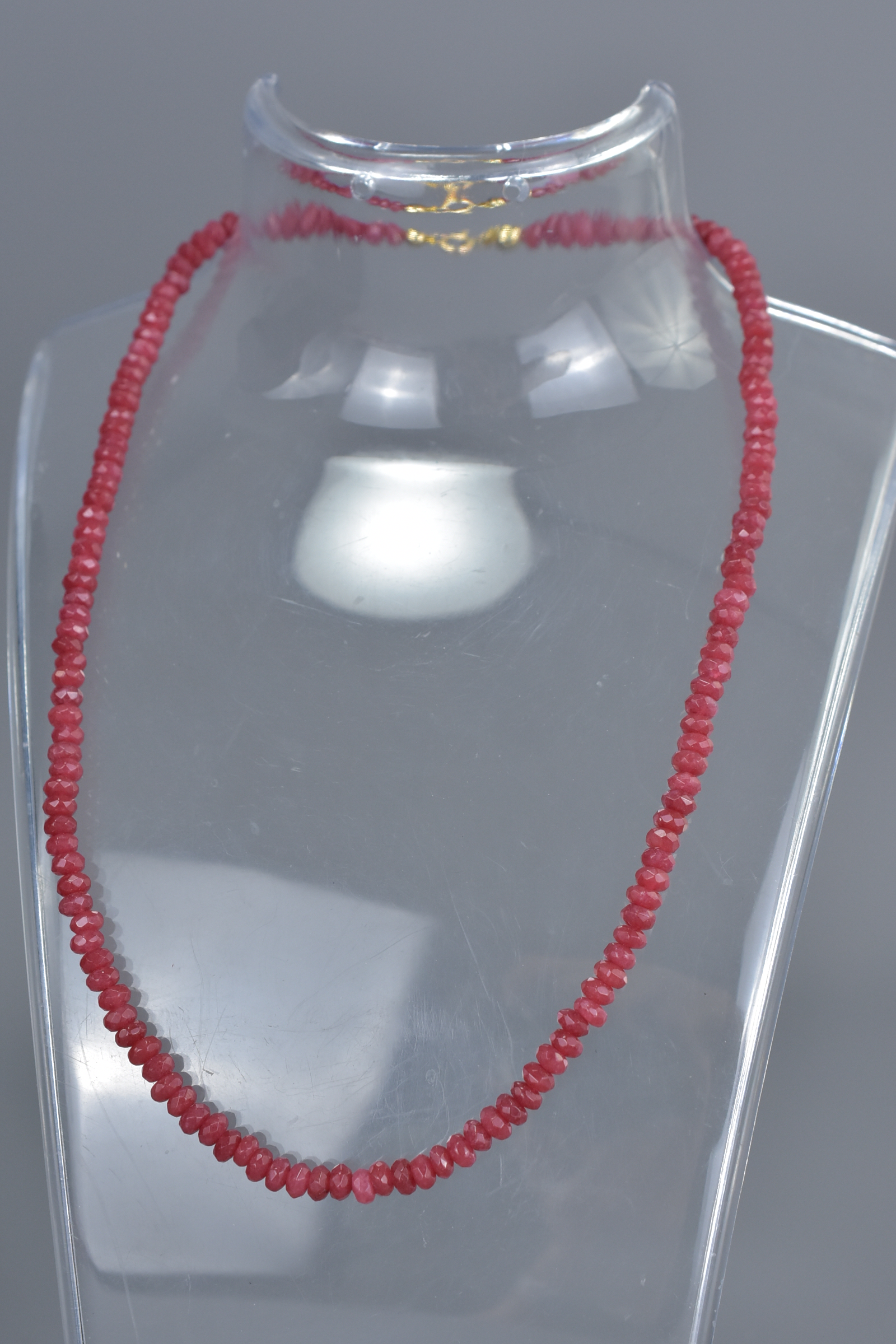 Three Necklaces of Small Pink Coloured Faceted Beads. - Image 4 of 4