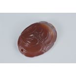 Agate Carved Oval Hat Decoration, 46mm long