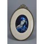 Jules Sarlandie, Late 19th / Early 20th century Limoges Enamel Oval Plaque depicting the Madonna, 15