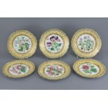 Set of Six 19th century Porcelain Plates, each han