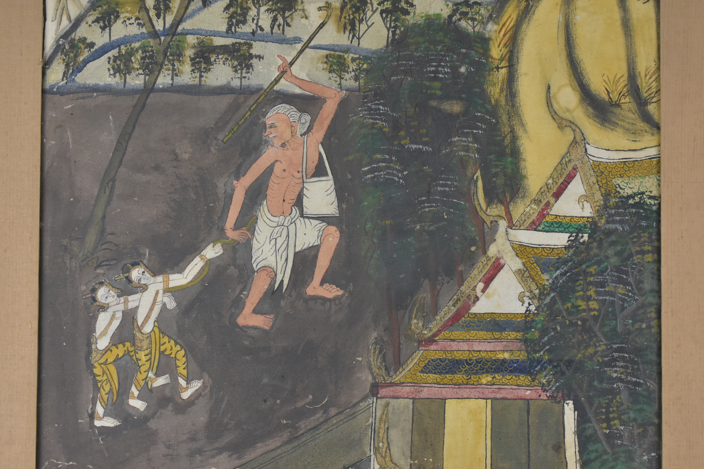 Thai Watercolour on Cloth depicting Figures - Image 3 of 6