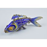 Blue Enamelled Articulated Fish Pendant