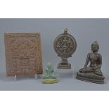 Four South East Asian Items including Bronze Buddha