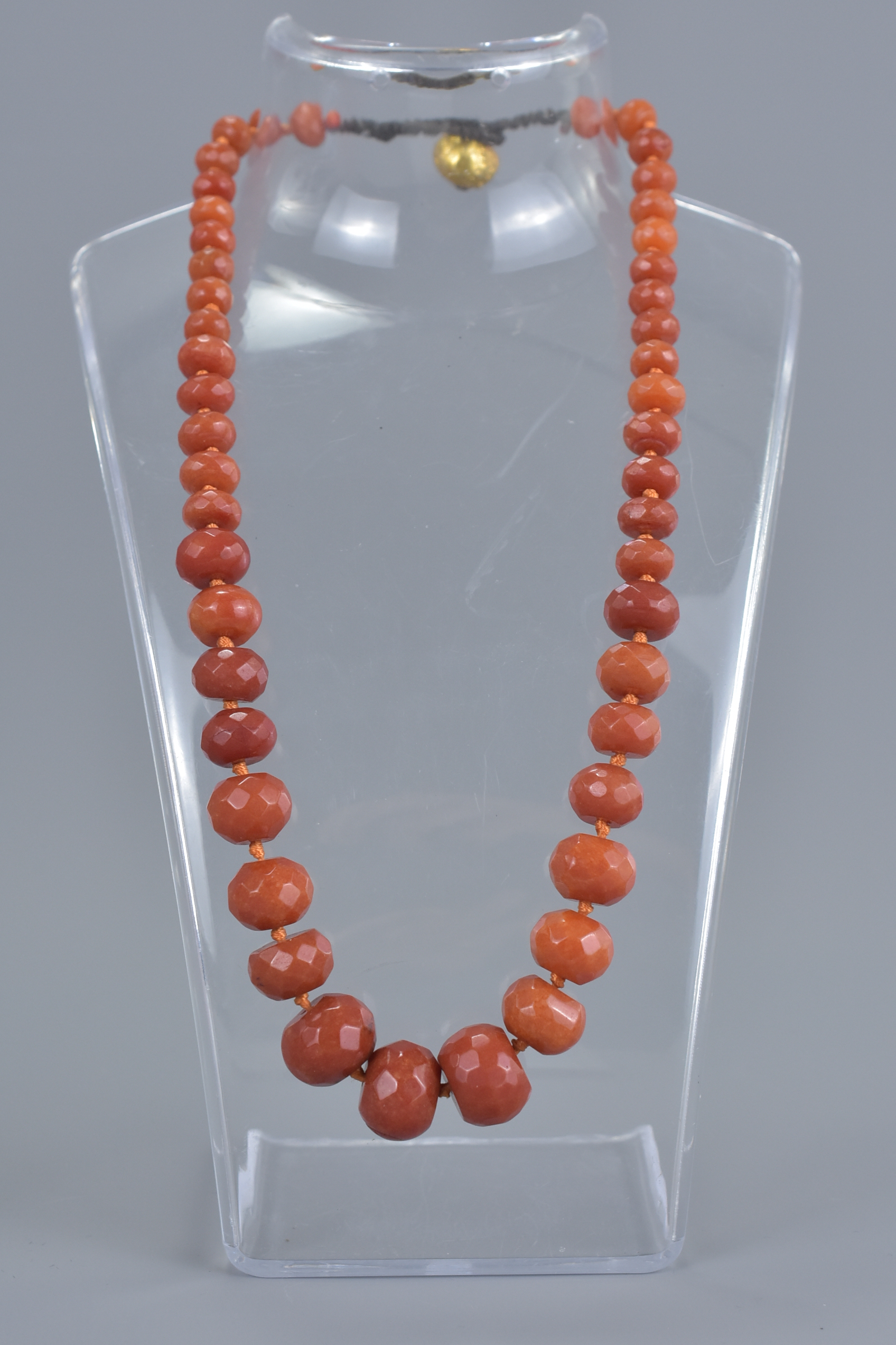Pink Faceted Stone Necklace with Yellow Metal Spacers - Image 4 of 5