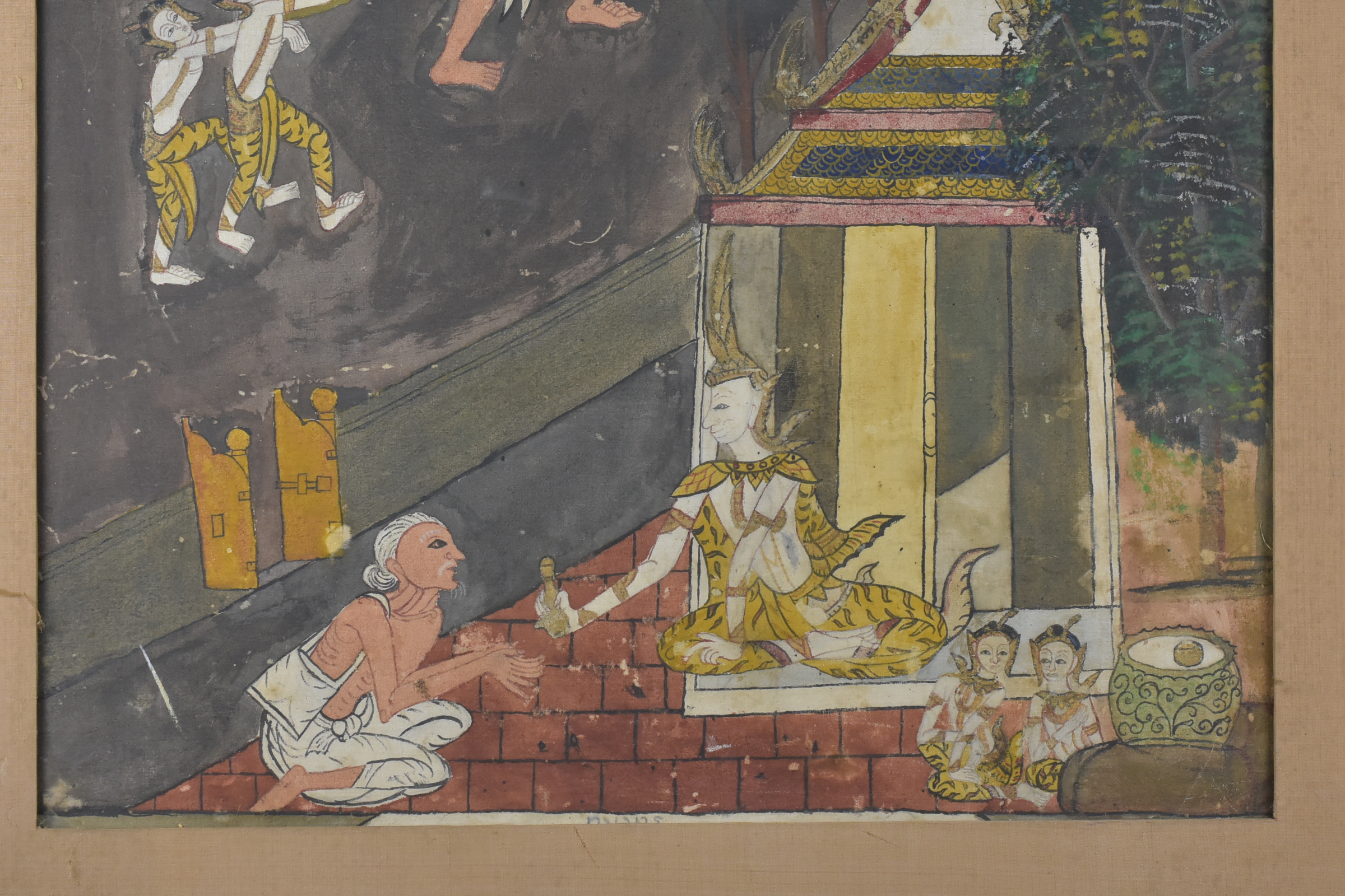 Thai Watercolour on Cloth depicting Figures - Image 4 of 6