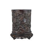 18th / 19th century Chinese hardwood Brush Pot