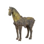 Antique Chinese Tang Style Gilded Cast Iron Caparisoned horse