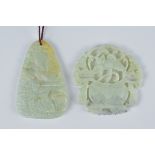 Two Chinese carved jade pendants