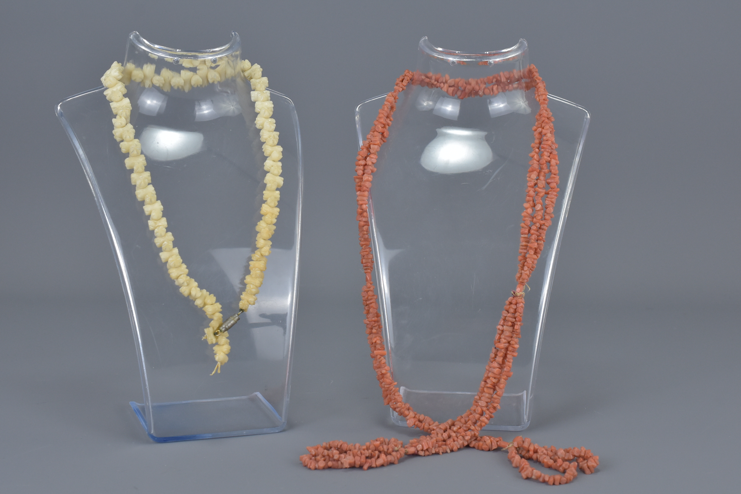 Three Strand Coral Bead Necklace - Image 7 of 7