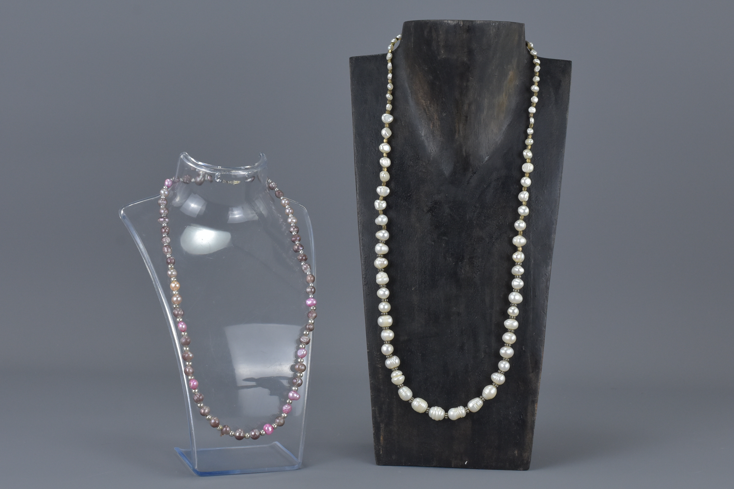 String of Freshwater Pearls with Metal Spacers