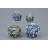 Four Chinese Ming dynasty porcelain pots