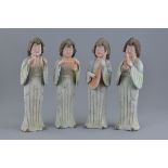 Four Chinese Tang dynasty grey pottery female musicians