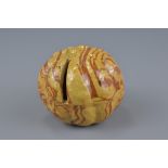 English 19th Century Marbled Slipware Pottery Money box