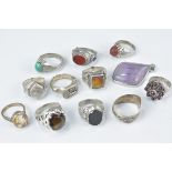 Collection of Eleven Silver Rings