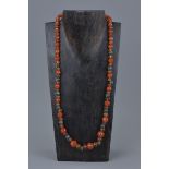 String of Faceted Carnelian Beads