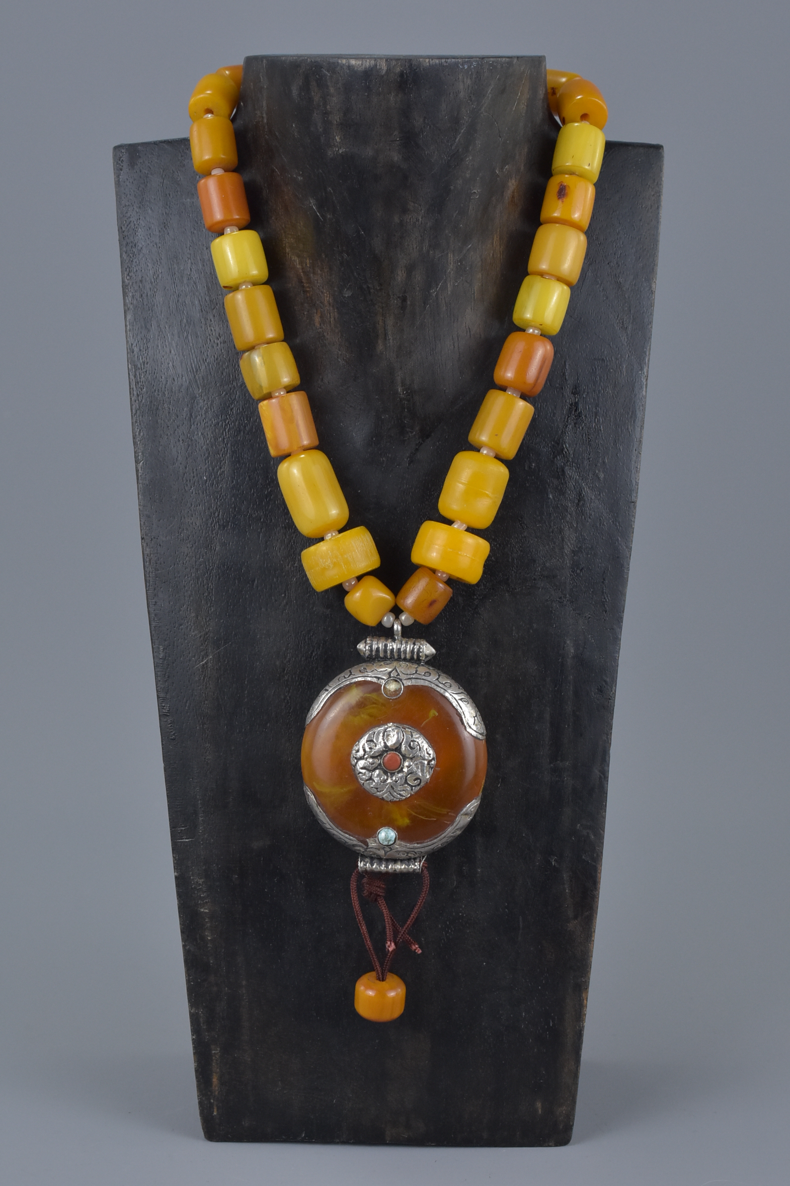 Necklace of Twenty Six Cylindrical Amber Beads