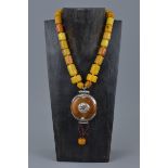Necklace of Twenty Six Cylindrical Amber Beads