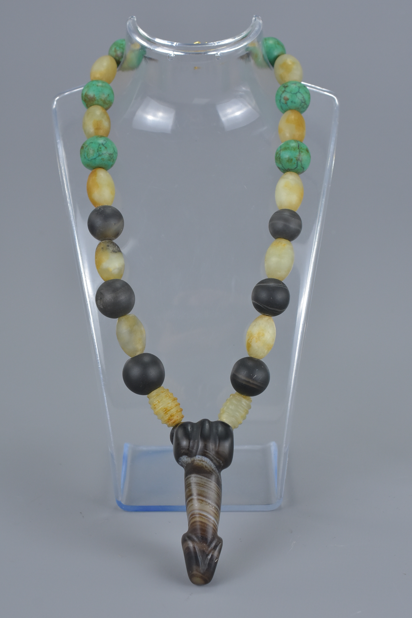 Ethnic Necklace of Twenty Eight Polished Agate Stones