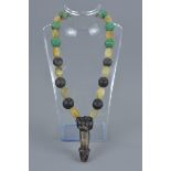 Ethnic Necklace of Twenty Eight Polished Agate Stones