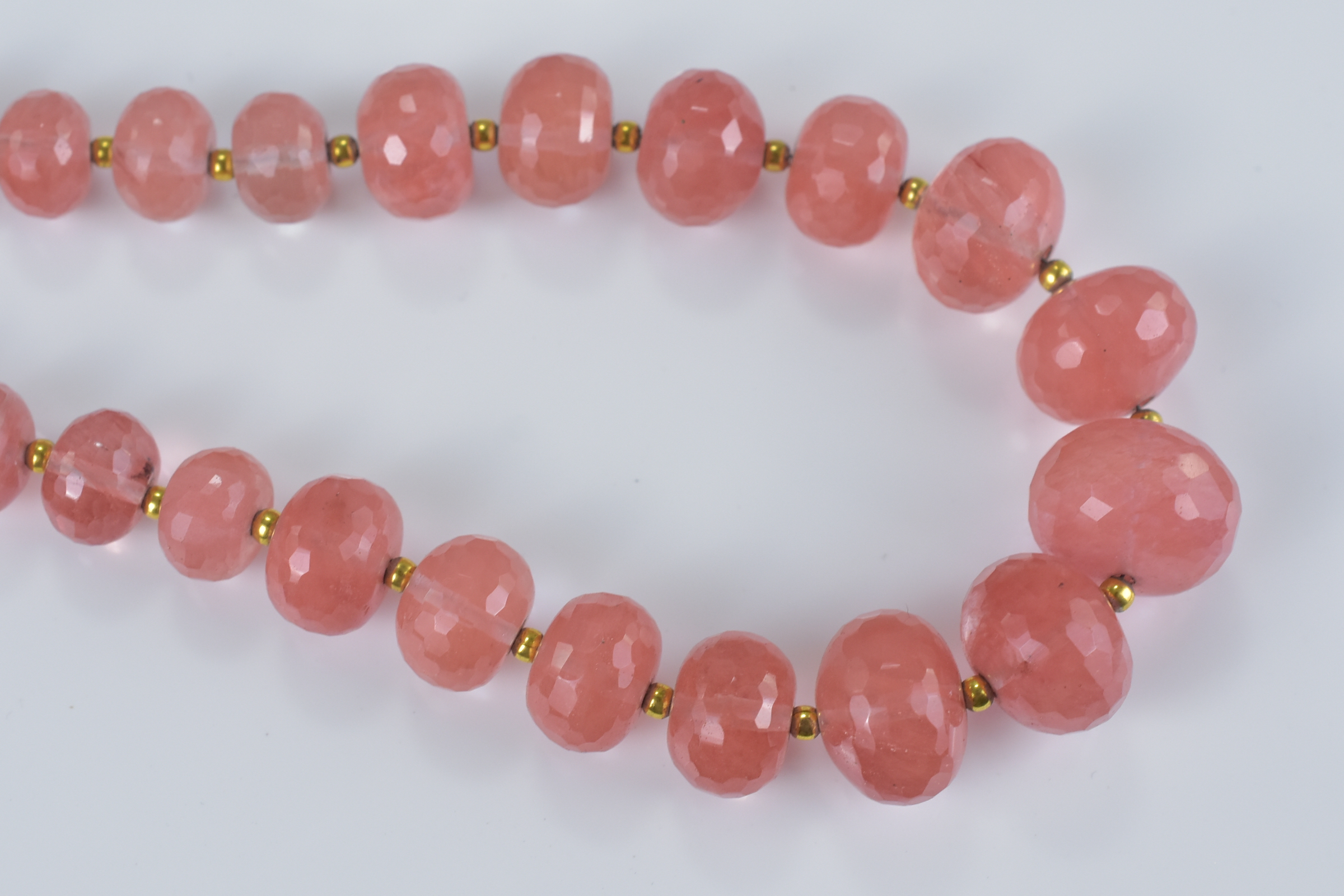Pink Faceted Stone Necklace with Yellow Metal Spacers - Image 3 of 5