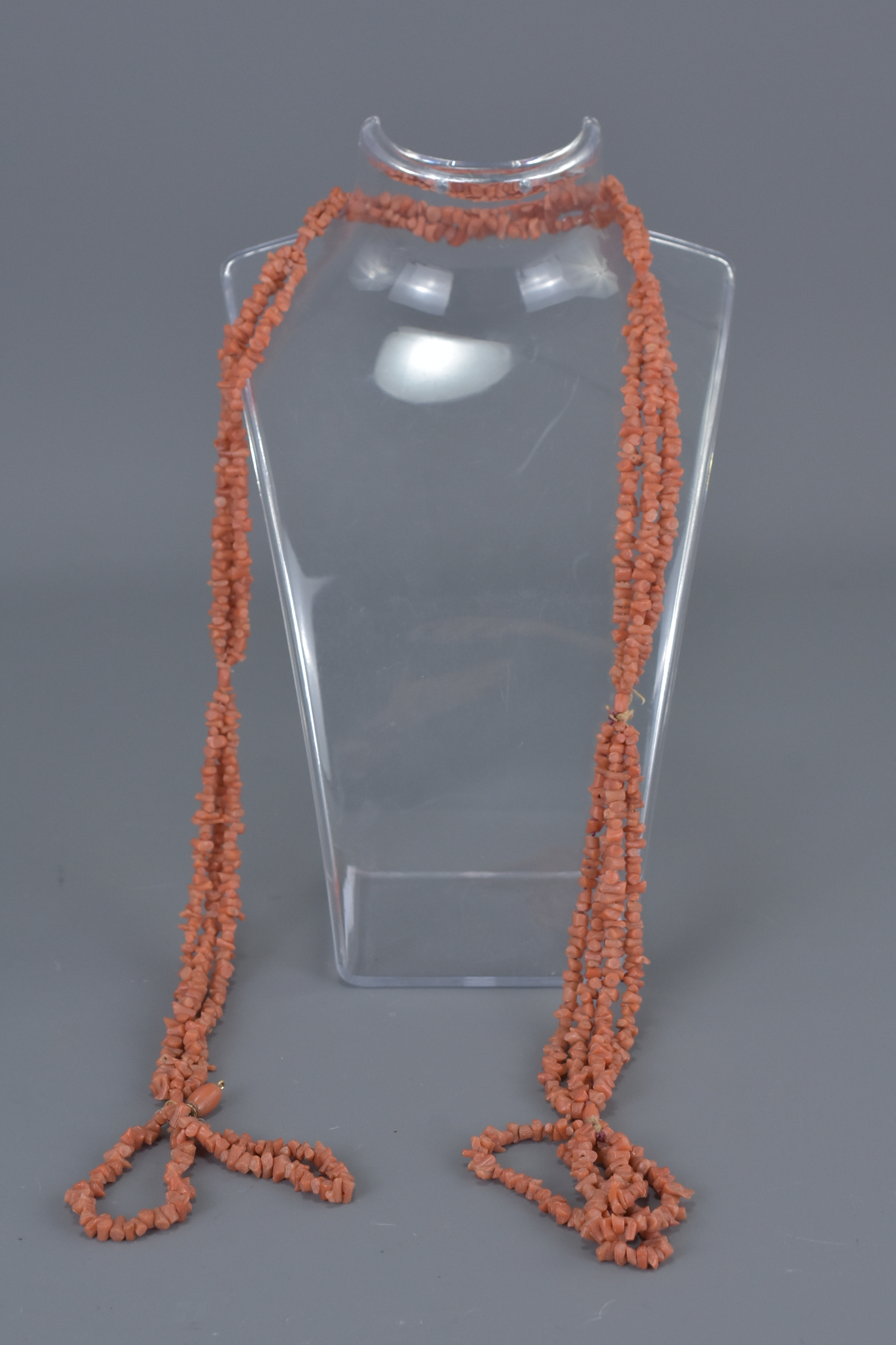 Three Strand Coral Bead Necklace - Image 6 of 7