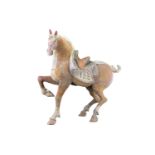 A very large Chinese Tang dynasty painted pottery horse