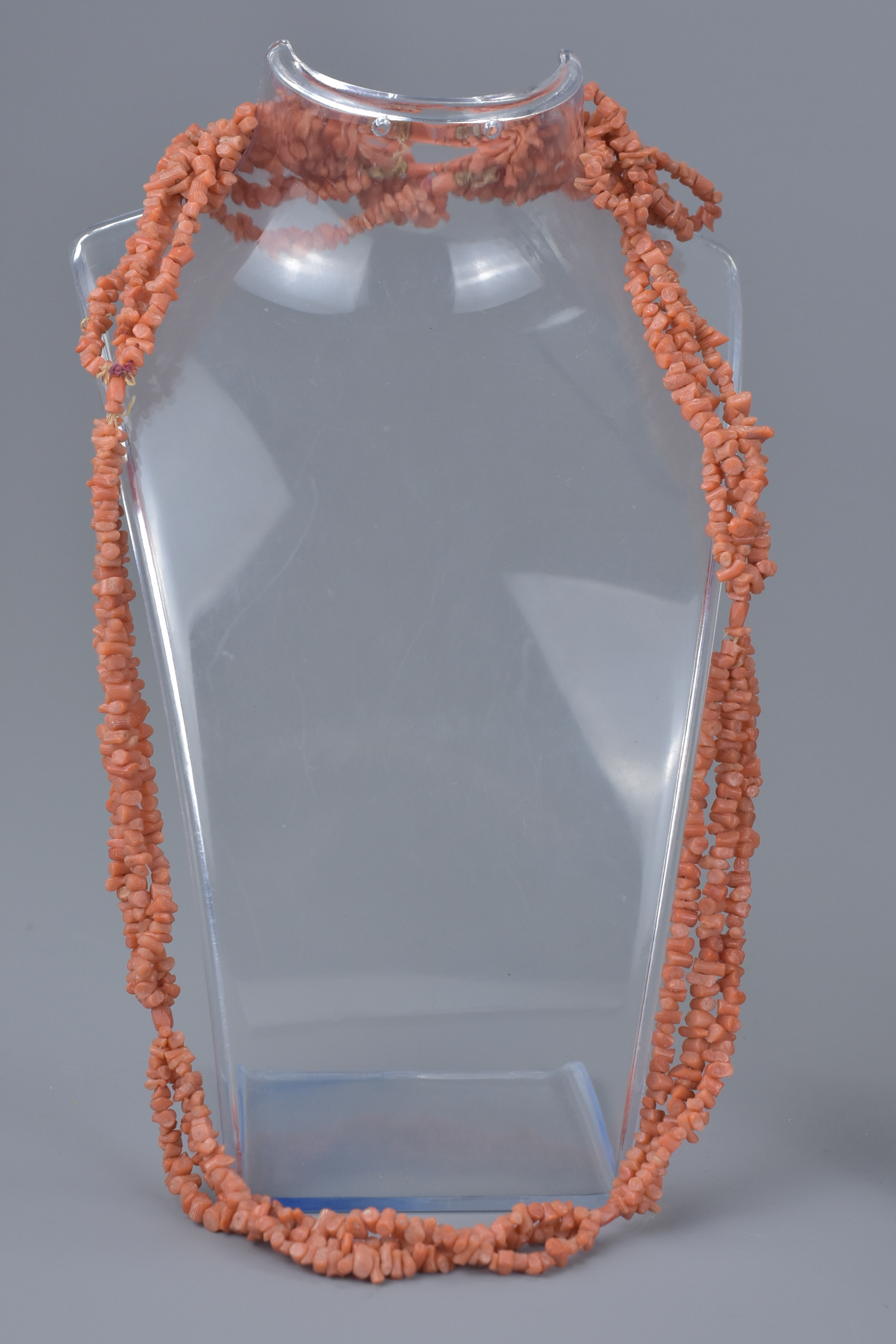 Three Strand Coral Bead Necklace - Image 2 of 7