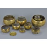 Set of Six Brass Graduating Singing Bowls