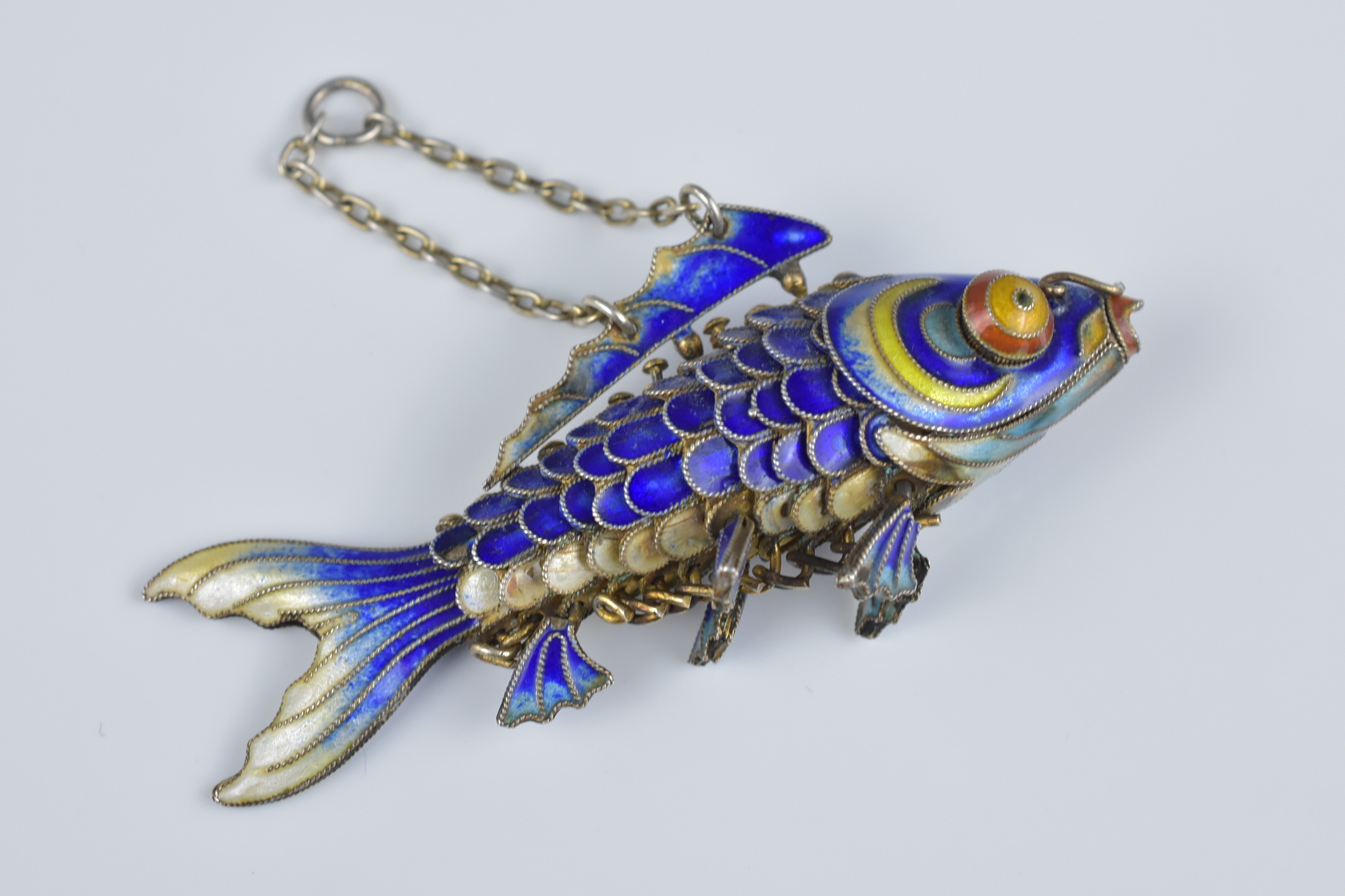 Blue Enamelled Articulated Fish Pendant - Image 3 of 4