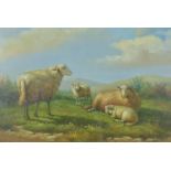 Oil Painting of Sheep in a Landscape signed