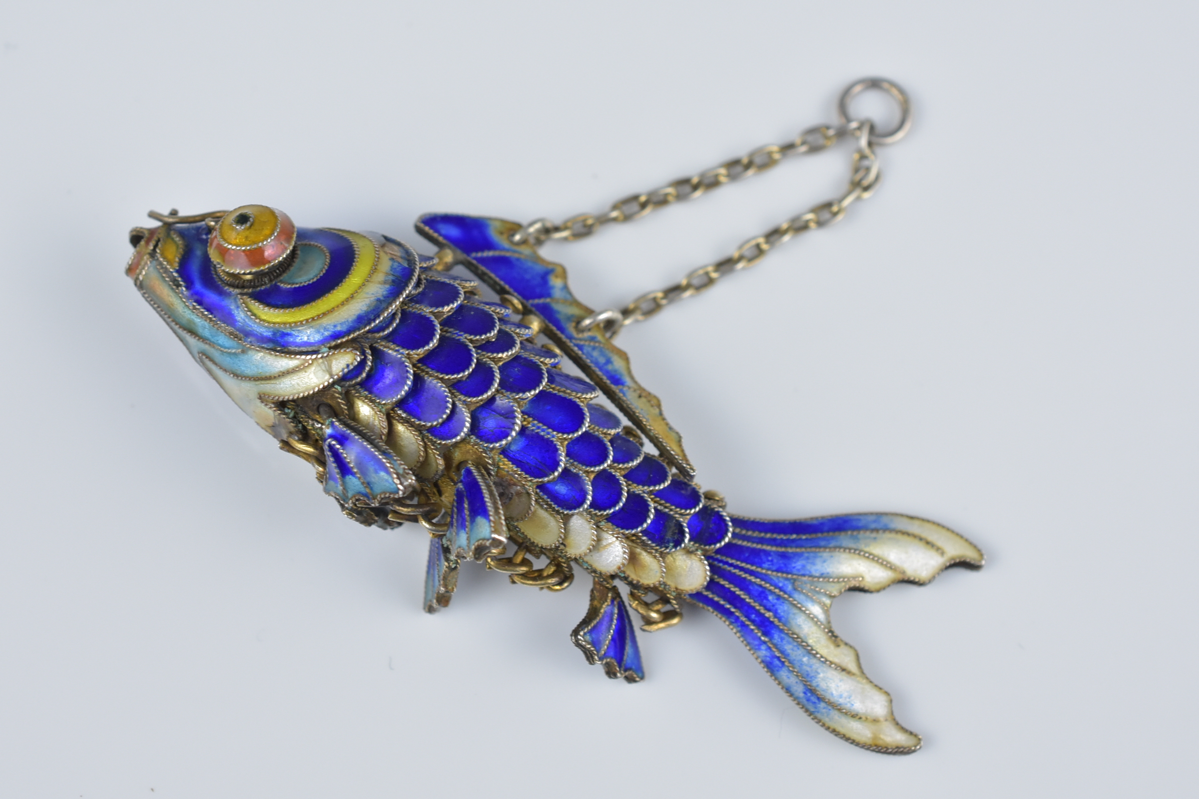 Blue Enamelled Articulated Fish Pendant - Image 2 of 4