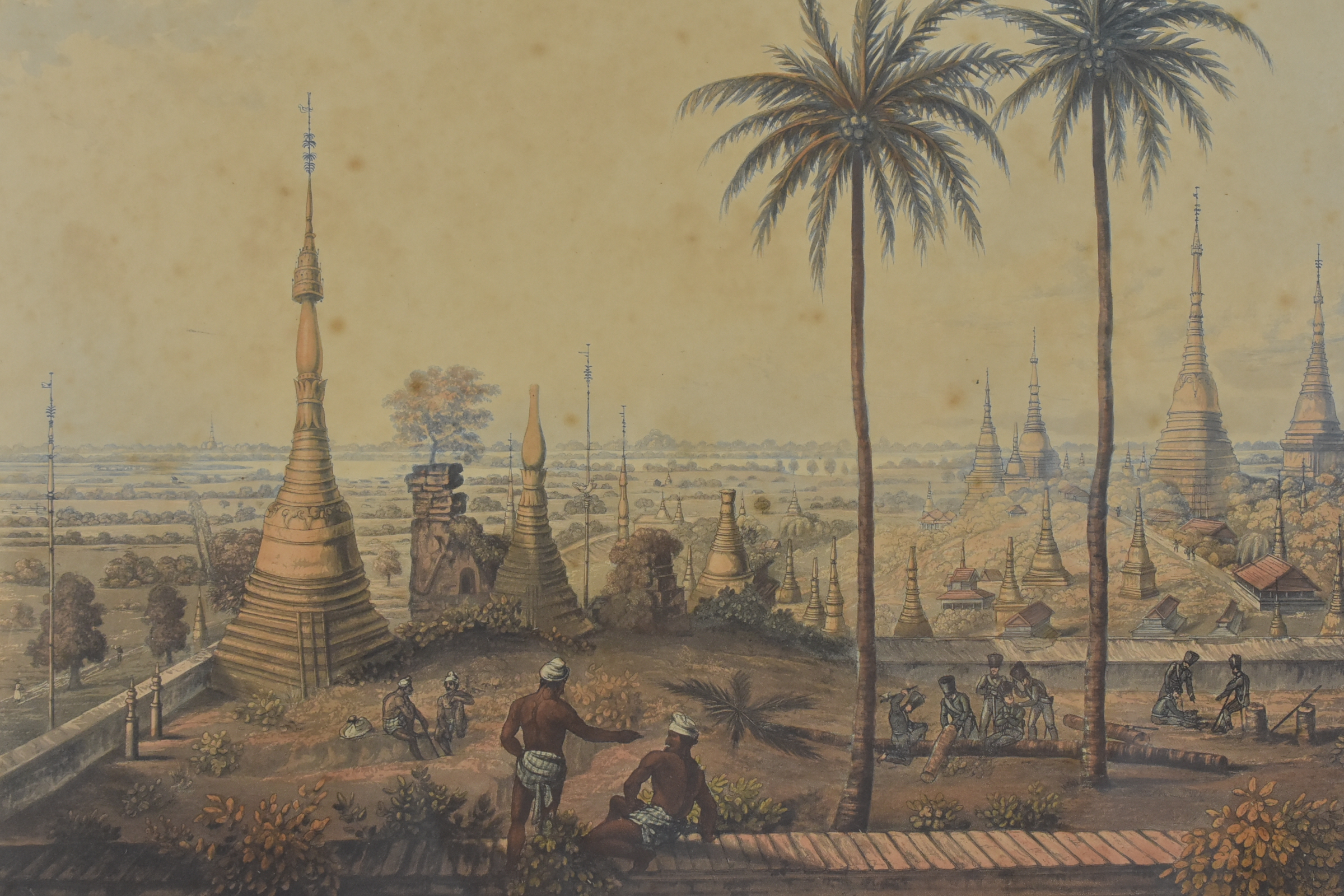 A hand-coloured aquatint scene of Burma Rangoon - Image 2 of 2