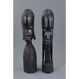 Pair of African Tribal Hardwood Busts