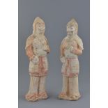 A pair of Chinese Tang dynasty pottery soldiers