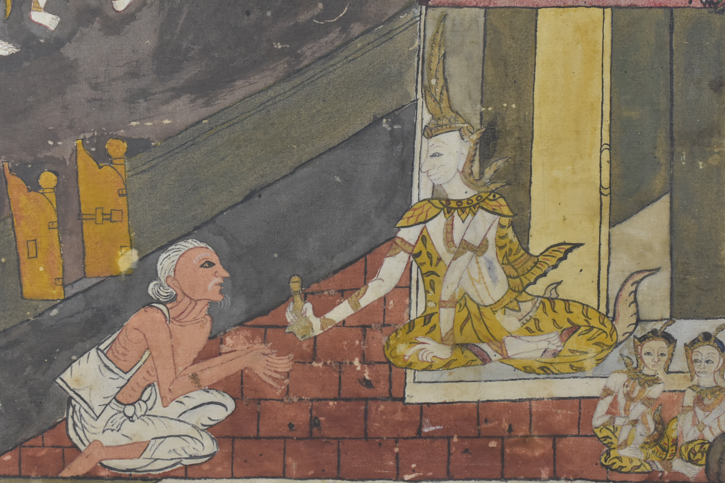 Thai Watercolour on Cloth depicting Figures - Image 6 of 6